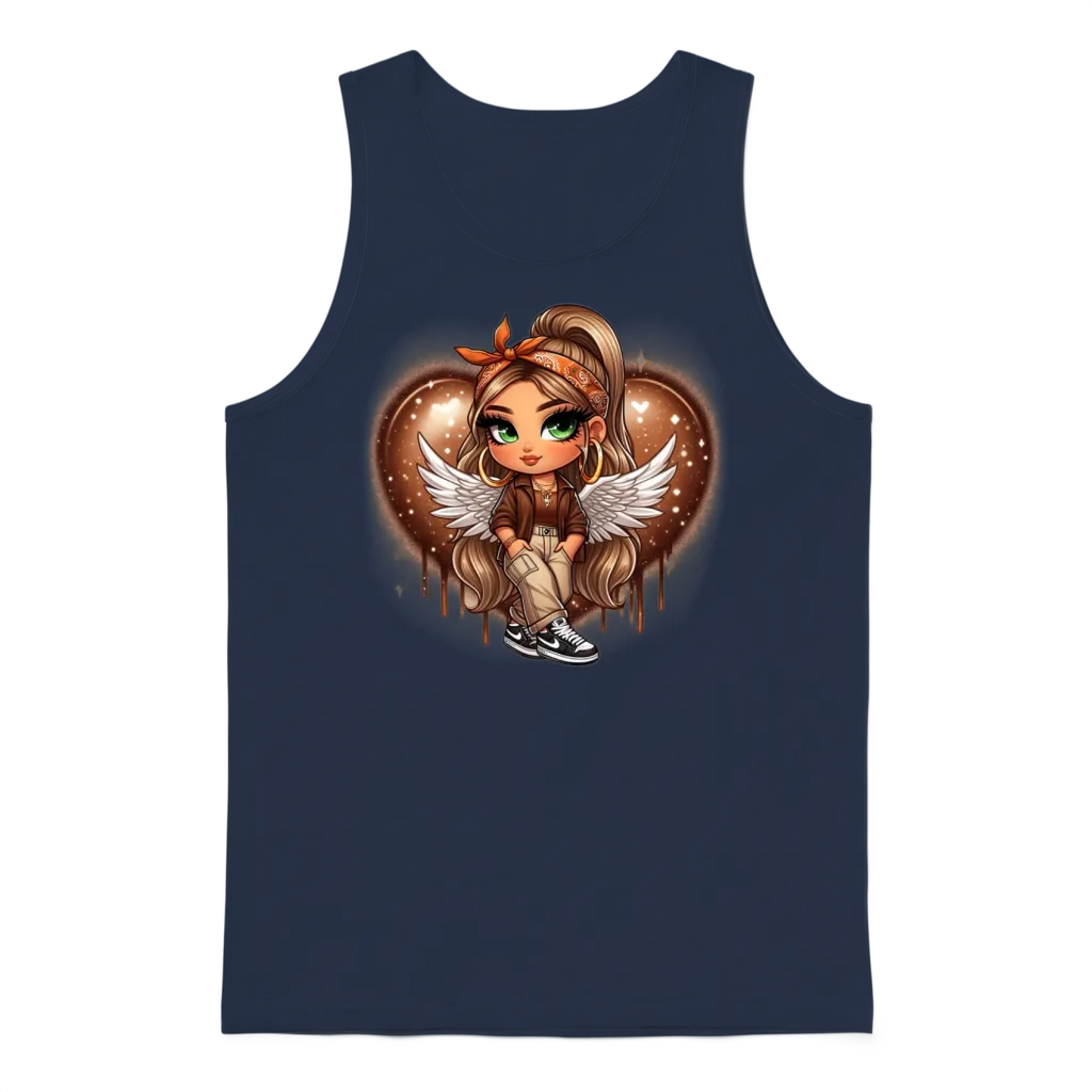 Chicana Latina Girl Style Design Graphic Unisex Tank Top - Navy