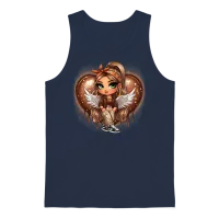 Chicana Latina Girl Style Design Graphic Unisex Tank Top - Navy – 1