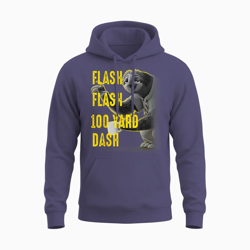 Disney Zootopia Flash Flash 100 Yard Dash Portrait Unisex Hoodie in Heather Sport Dark Navy