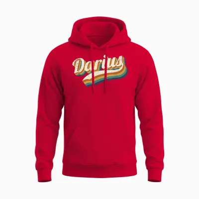 Vintage Darius Personnalisé Nom Darius Unisex Hoodie - Red