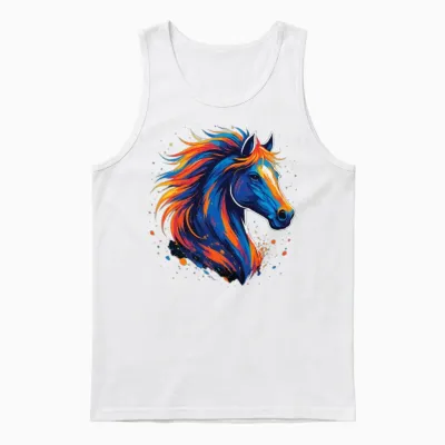 Colorful Artistic Horse Unisex Tank Top - White