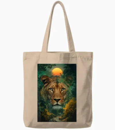 Fort Lion Jungle Africa Nature Sunset Savannah Roar Tote Bags - Natural