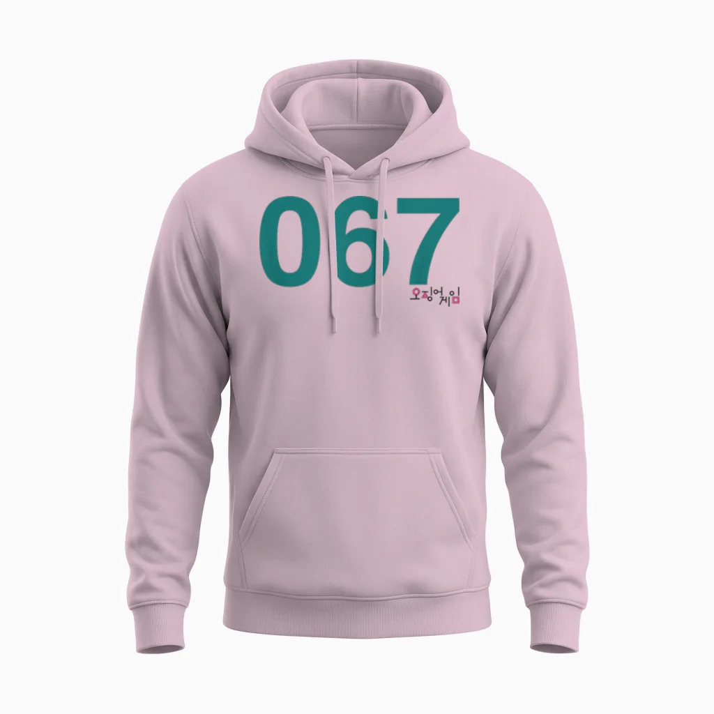 Squid Game Player 067 Costume Unisex Hoodie in Light Pink