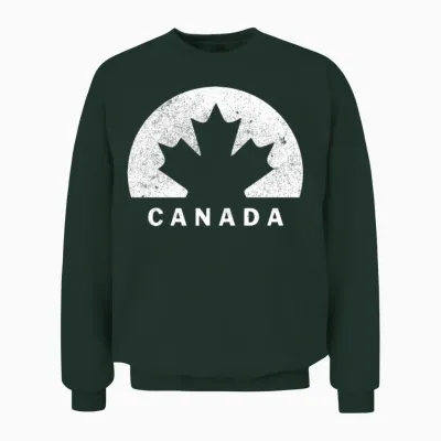 Canada Maple Leaf Emblem Used Look Unisex Sweatshirt - Forest