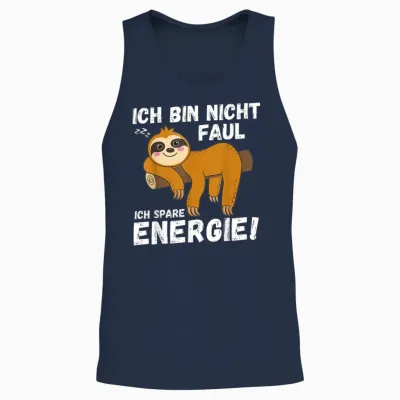 I Am Not Faul Save Energy Sloth Funny T-Shirt, Black Unisex Tank Top - Navy