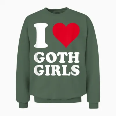 Rotes Herz Ich Liebe Goth Girls Unisex Sweatshirt - Military Green