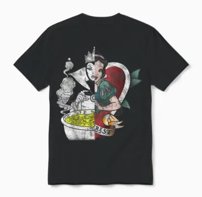 The Evil Queen Disney Snow White Split Face T-Shirt, Black, S Unisex T-Shirt - Black