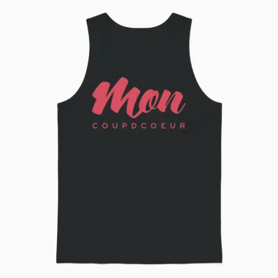 Moncoupdcoeur Red Retro Unisex Tank Top - Black