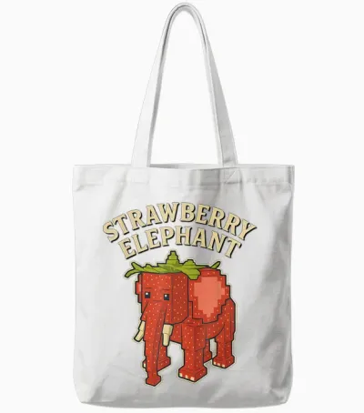Strawberry Elephant Funny Italian Brain Red Kids Gaming Meme Tote Bags - White