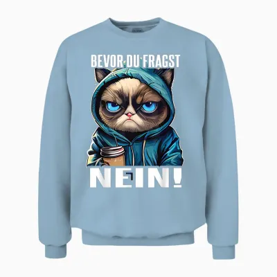 Katze Spruch Lustig Geschenk I Bevor Du Fragst Nein Unisex Sweatshirt - Light Blue