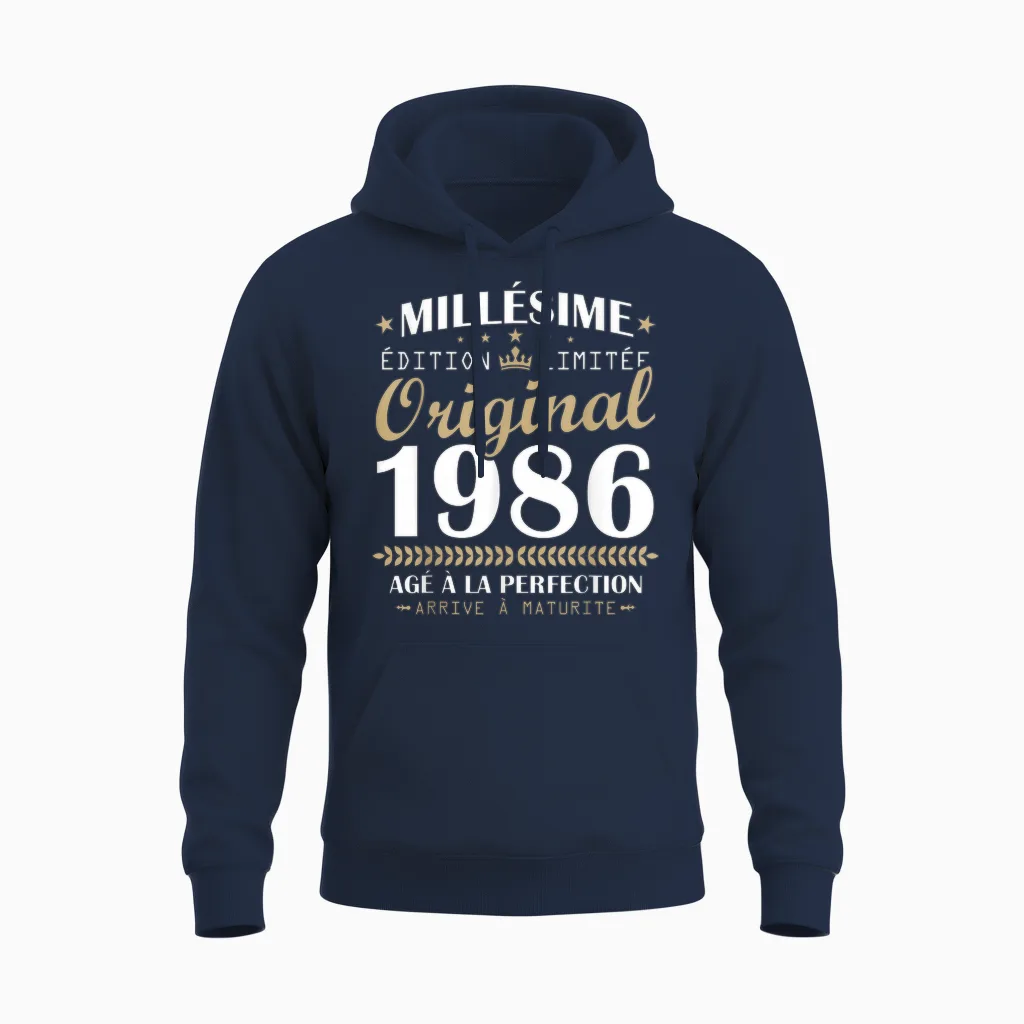 Millésime 1986 Original Cadeau D'anniversaire 40 Ans Hommes Unisex Hoodie in Navy