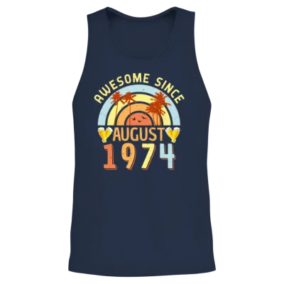 August 1974 Retro Unisex Tank Top - Navy