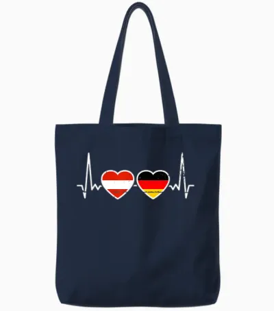 österreich Deutschland Herzschlag Flagge österreicher Tote Bags - Navy