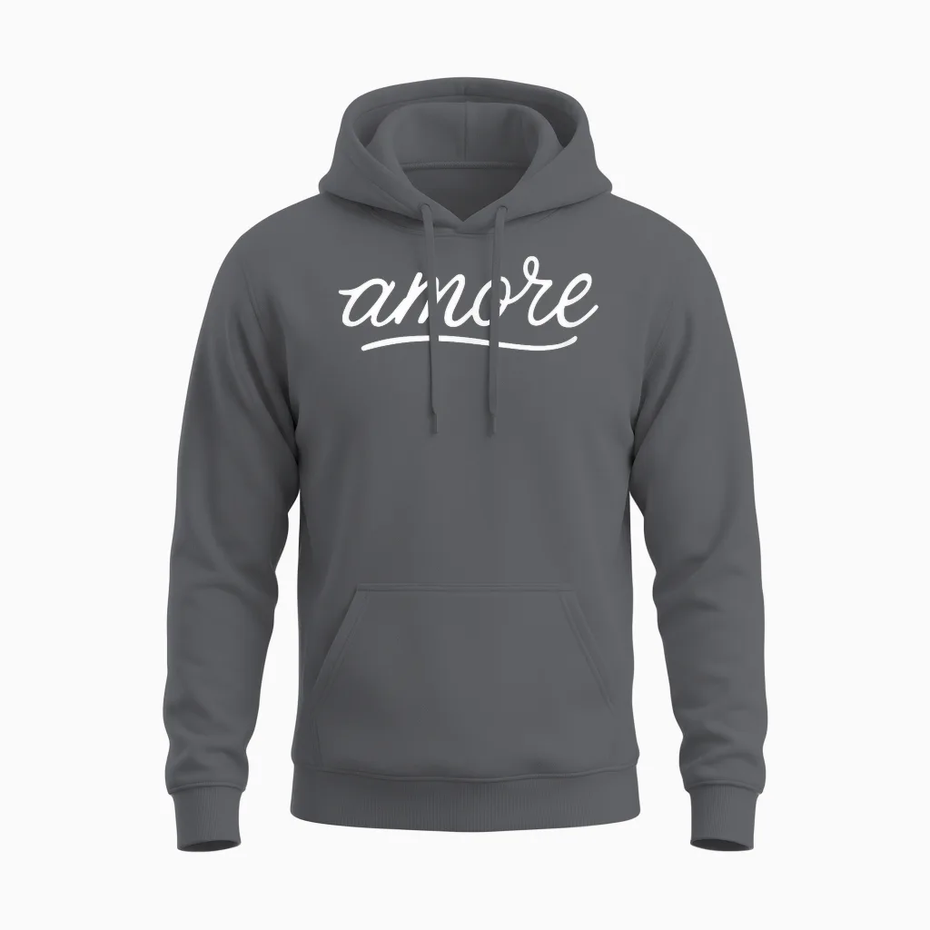Amore T-Shirt, Black, S Unisex Hoodie in Charcoal