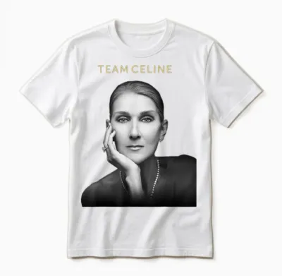 Official Celine Dion Team Celine T-Shirt, Black, S Unisex T-Shirt - White