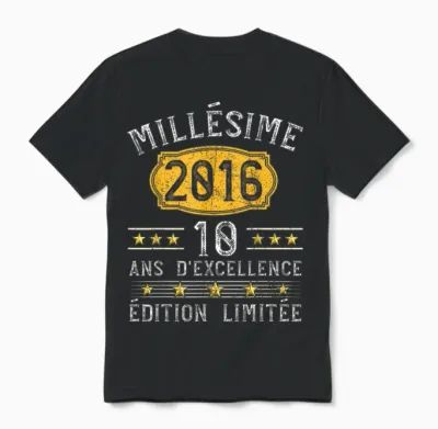 Vintage 2016 Gift 10 Years Boy Birthday Humour Unisex T-Shirt - Black
