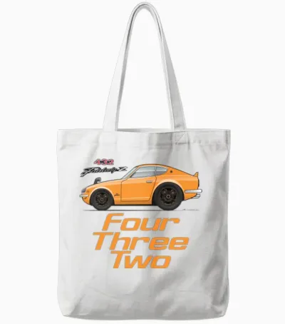 Four Orange Tote Bags - White