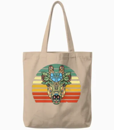 Giraffe Retro Art Tote Bags - Natural