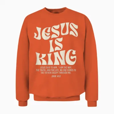 Jesus Is King Bible Verse John 14:6 Christian God Religious T-Shirt, Black, S Unisex Sweatshirt - Orange