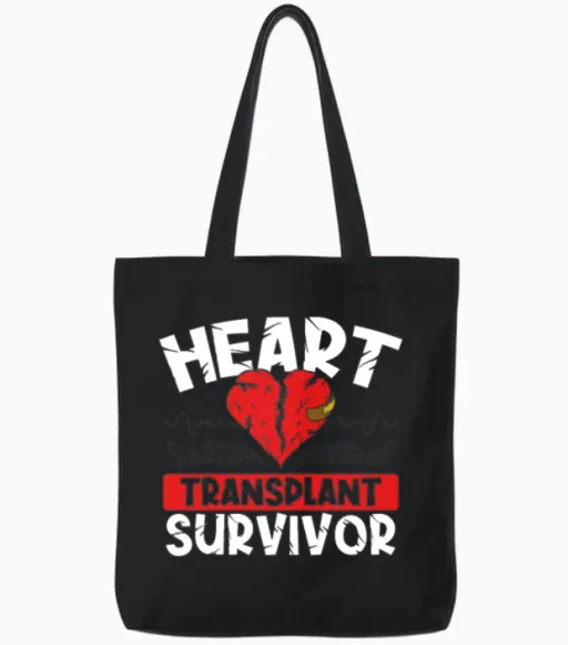 Heart Cardiac Pacemaker Heart Transplant Survivor Tote Bags in Black