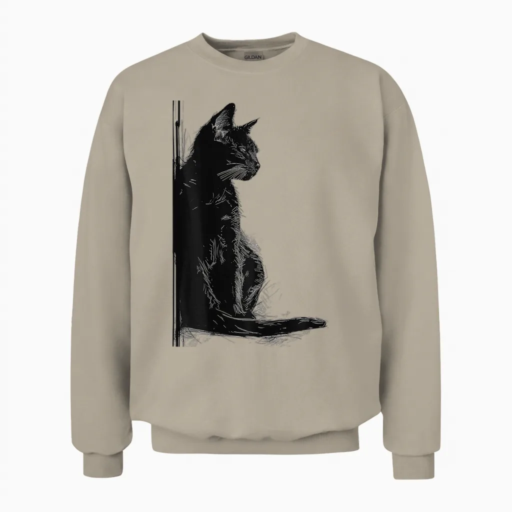 Katze Abstrakte Zeichnung Kunst Tier Illustration Grafik Katze Unisex Sweatshirt in Sand