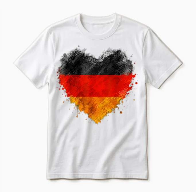 Deutschland Herz T-Shirt Mit Der Deutschen Flagge - Germany Unisex T-Shirt in White