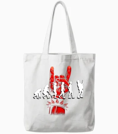 Heavy Metal Gifts Men Women Hard Rock Festival Devil T-Shirt, Black Tote Bags - White