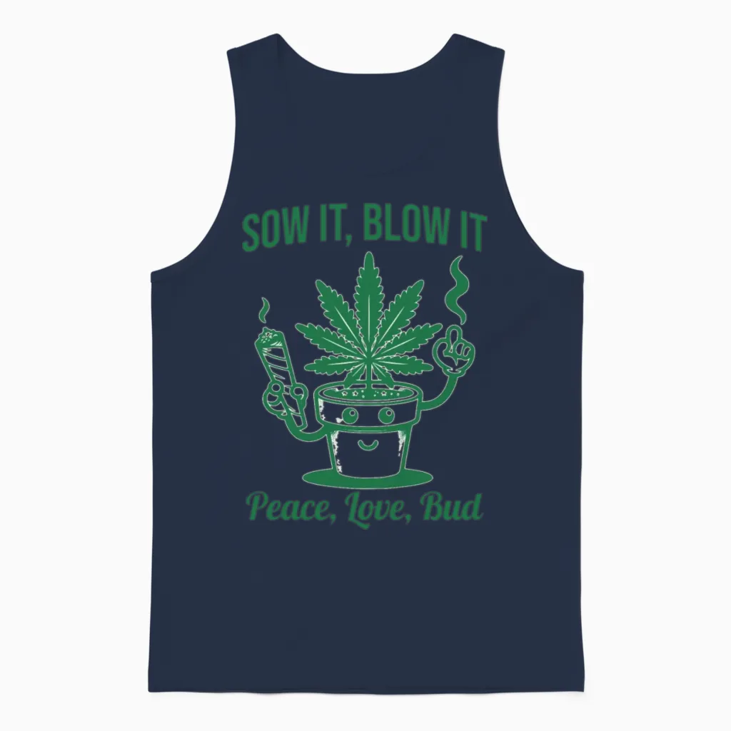 Weed Farmer.funny Retro Cannabis Illustration Unisex Tank Top in Navy