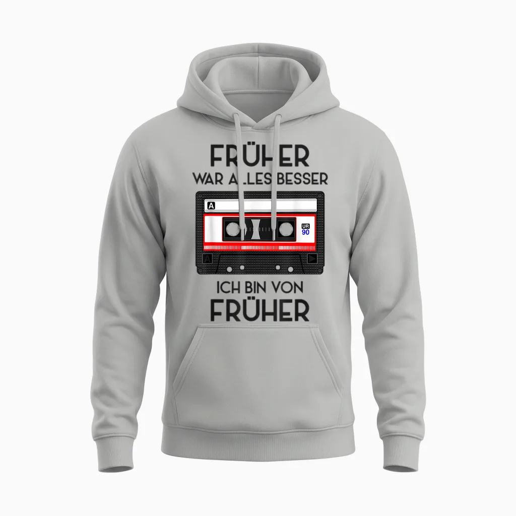 Retro Cassette 80s 90s Party 90s Costume Fancy Dress T-Shirt, White Unisex Hoodie in Ash