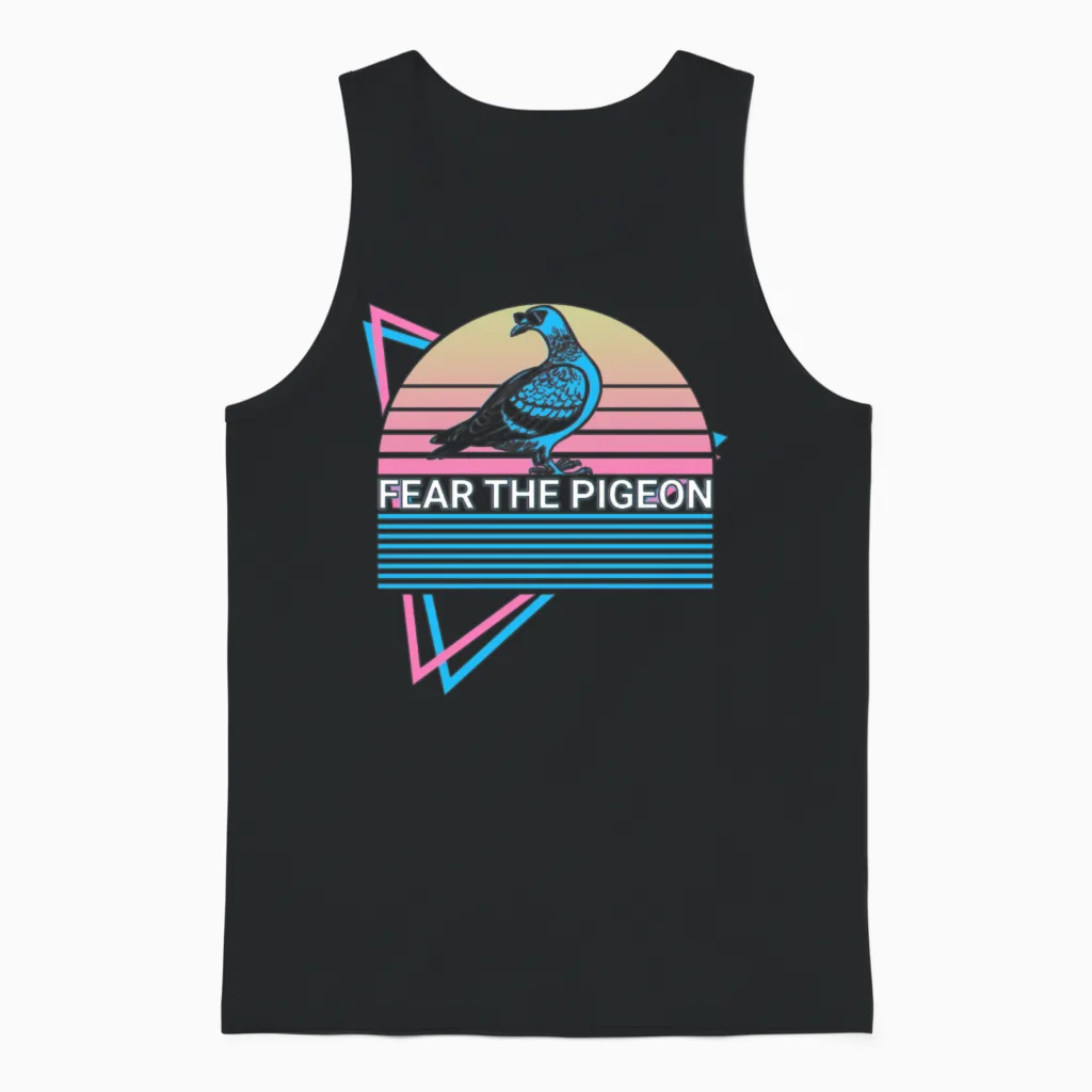 Fear the Pigeon Retro Unisex Tank Top - Black