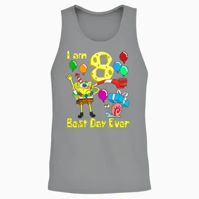 Mademark X Spongebob Squarepants - Spongebob I Am 8 Years Old Birthday Party Unisex Tank Top - Sport Grey