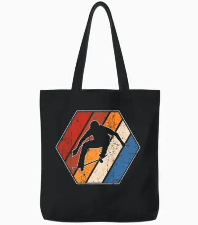 Skate Retro Tote Bags - Black