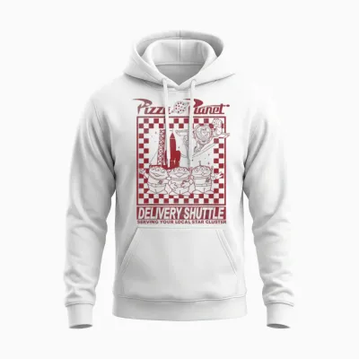 Disney Pixar Toy Story Pizza Planet Delivery Shuttle Unisex Hoodie - White