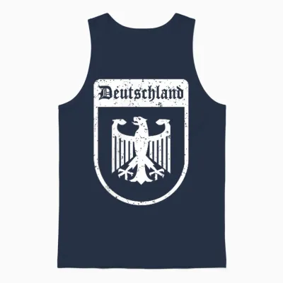 German Eagle Flag of Germany T-Shirt, Black Unisex Tank Top - Navy