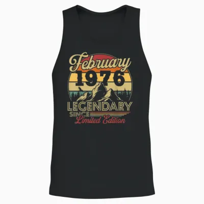Vintage Cadeau Anniversaire 50 Ans Pour Né En Février 1976 Unisex Tank Top - Black