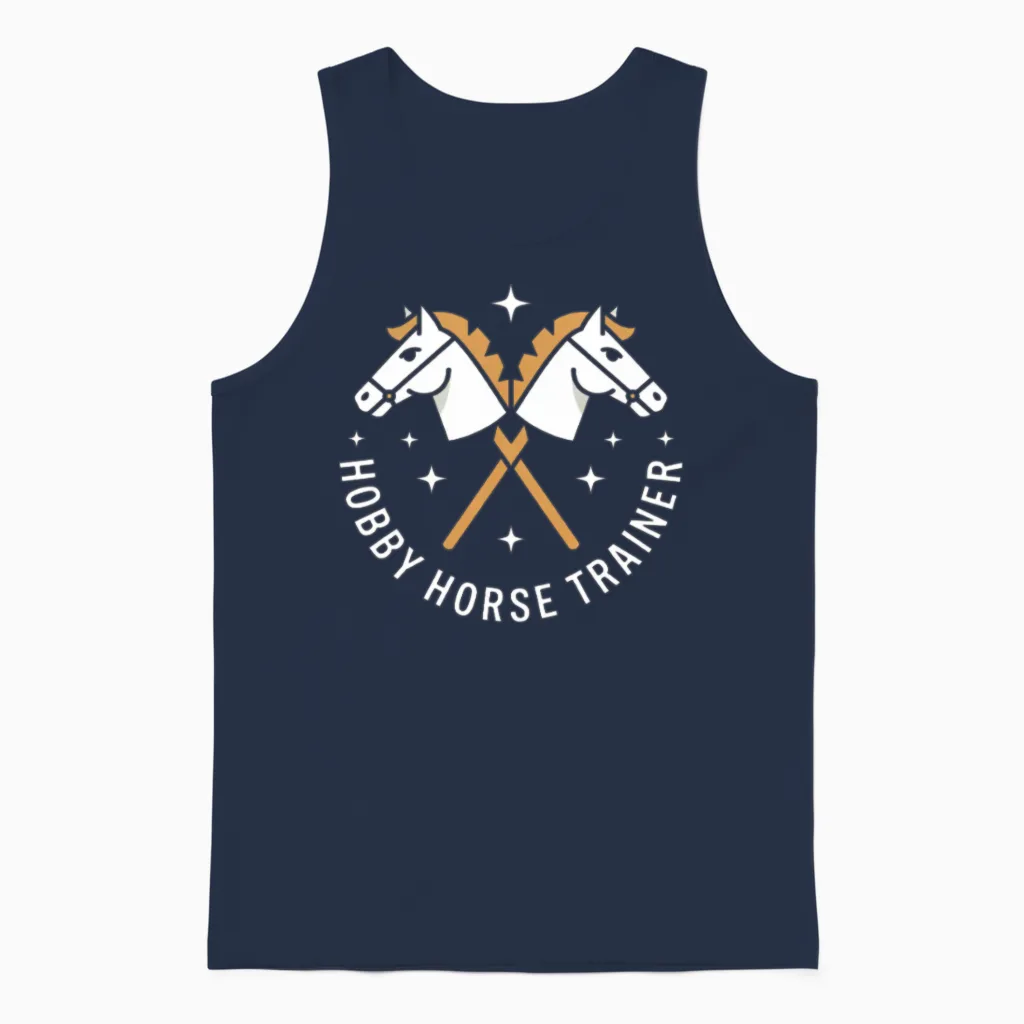 Hobby Horse Trainer Lovers Gift Unisex Tank Top in Navy