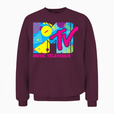 Mademark X Mtv - Mtv Logo Retro 1980s Spring Break Retro Unisex Sweatshirt - Maroon