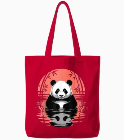 Retro Panda Bär ästhetische Grafik Herren Damen Lustiger Panda Tote Bags - Red