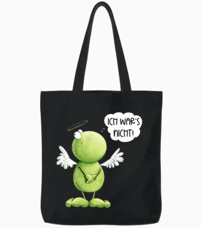 Funny Frog Angel Inschuldig Ich War's Nicht Statement T-Shirt, Black Tote Bags - Black