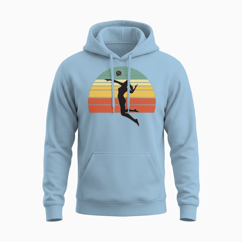 Volleyball Vintage Unisex Hoodie in Light Blue