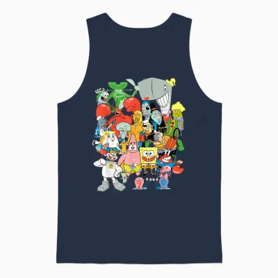 Spongebob Squarepants Cast of Characters Unisex Tank Top - Navy