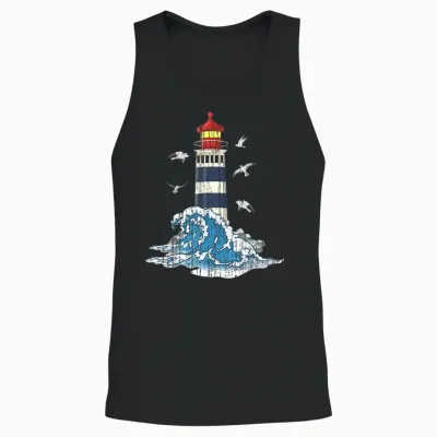 Ozean Möwen Meer Wellen Leuchtturm Unisex Tank Top - Black