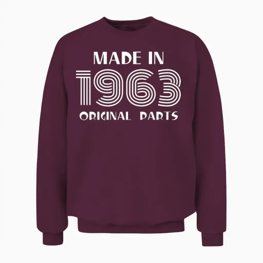 Made in 1963 Birthday Retro Unisex Sweatshirt - Maroon