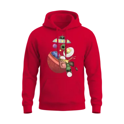 Alien Ramen Funny Ufo Noodle Unisex Hoodie - Red