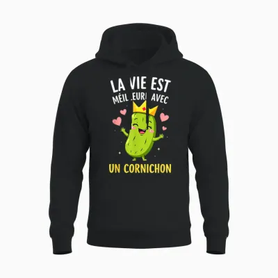 Humor Pickles Life Is Better with a Pickle T-Shirt, Black, S Unisex Hoodie - Black