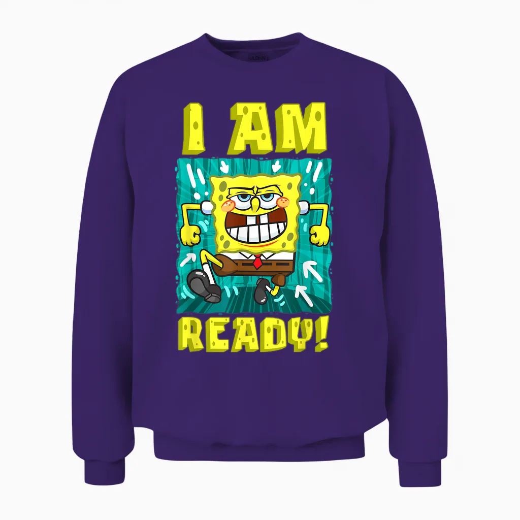 Mademark X Spongebob Squarepants - Spongebob I Am Ready Funny Spongebob Running and Ready Unisex Sweatshirt in Purple