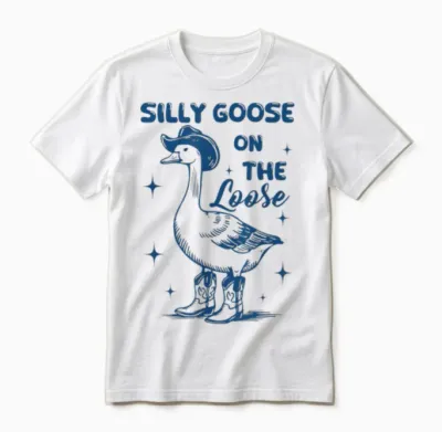 Funny Retro Vintage Meme Silly Goose on the Loose Unisex T-Shirt - White