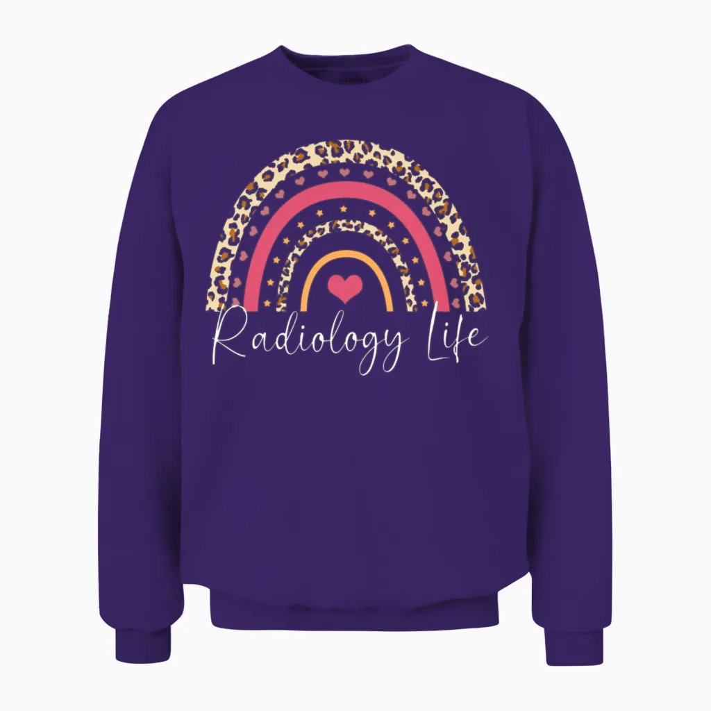 Rainbow Boho Nuclear Medicine Tech Radiology Life Unisex Sweatshirt in Purple