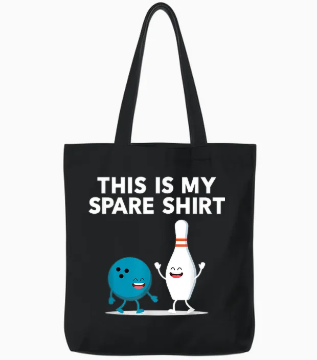 Funny Bowling Tee for Men Women Boys & Girls | Spare Tote Bags in Black