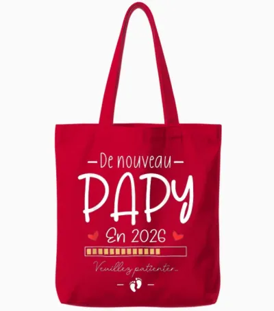 Humour Announcement Grandpa Pregnancy Grandpa Encore Papi 2026 Tote Bags - Red